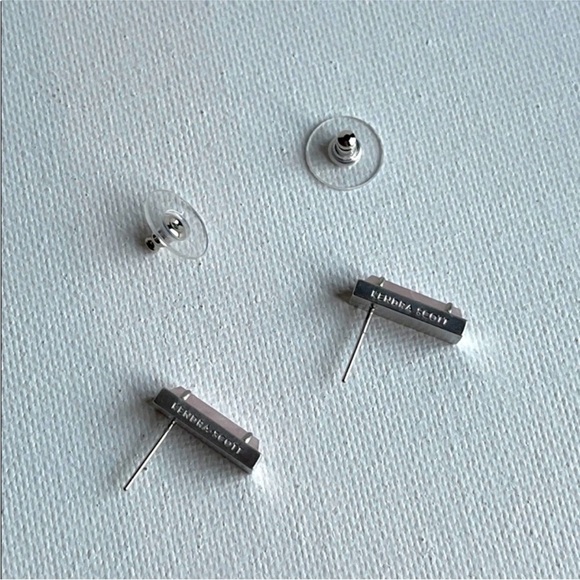 Kendra Scott Lady Stud Earrings Rose Quartz Pink & Silver New with tags! - Picture 6 of 8